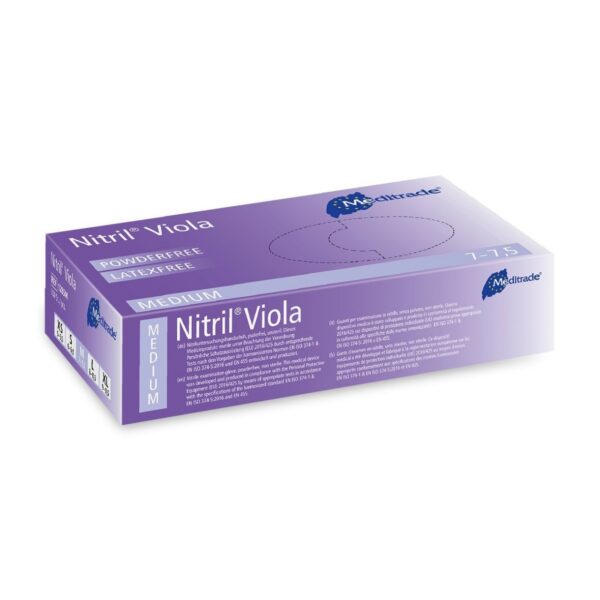 Meditrade Viola (Violet) Powder Free 100 Nitrile Gloves - Medium