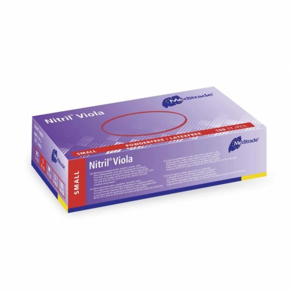 Meditrade Viola (Violet) Powder Free 100 Nitrile Gloves - Small